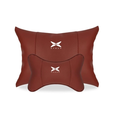 Suitable For Xpeng Car Seat Headrest Lumbar Pillow Wine Red 01