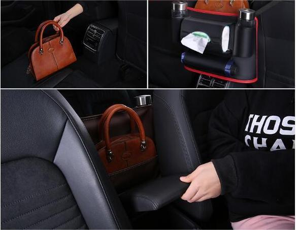 Car Seat Back Middle Storage Bag Beige