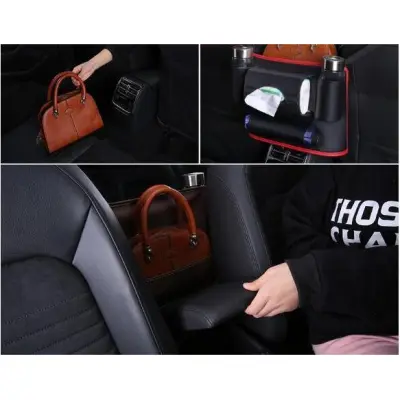 Car Seat Back Middle Storage Bag Black 02