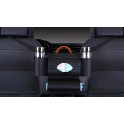Car Seat Back Middle Storage Bag Black 01