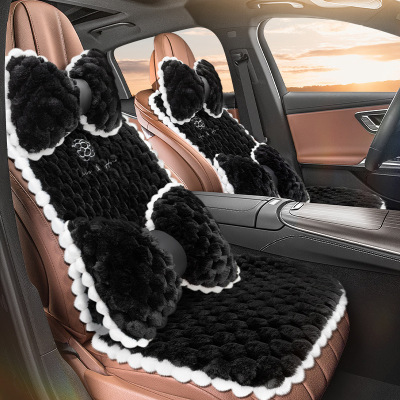 Car Seat Cushions Keep Warm in Autumn and Winter-Seven Piece Suit Black 02