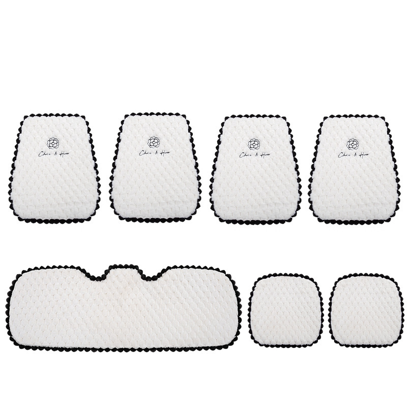 Car Seat Cushions Keep Warm in Autumn and Winter-Seven Piece Suit White