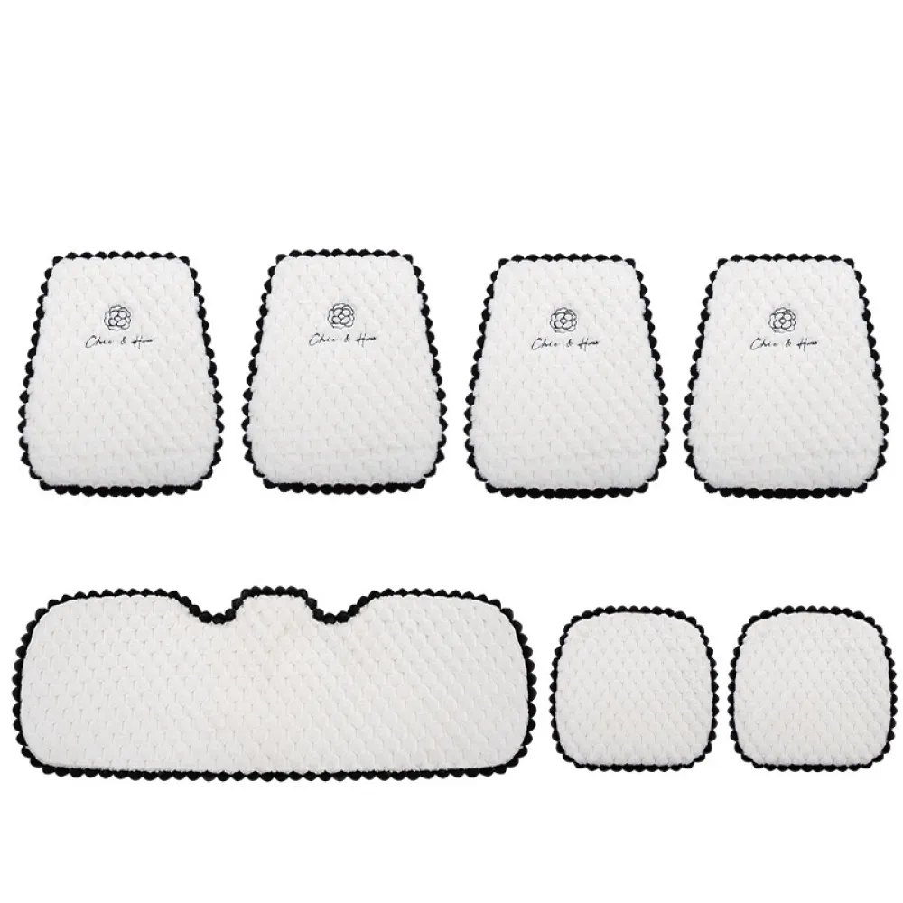 Car Seat Cushions Keep Warm in Autumn and Winter-Seven Piece Suit White