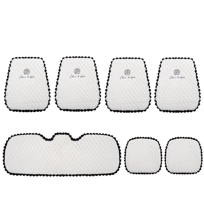 Car Seat Cushions Keep Warm in Autumn and Winter-Seven Piece Suit White