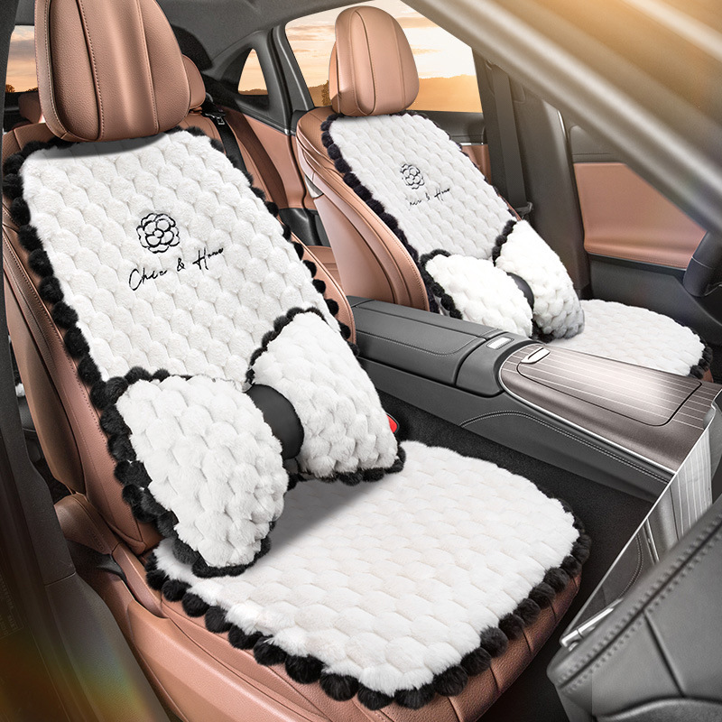 Car Seat Cushions Keep Warm in Autumn and Winter-Piece Suit White