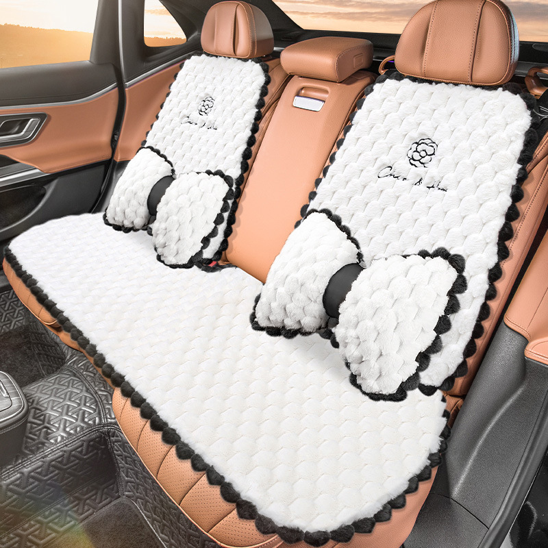 Car Seat Cushions Keep Warm in Autumn and Winter-Piece Suit White