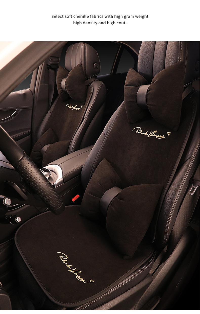 Suede Four Seasons Car Cushion-Piece Suit Black