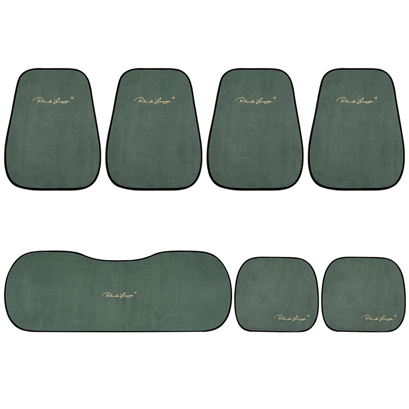 Suede Four Seasons Car Cushion-Seven Piece Suit Green