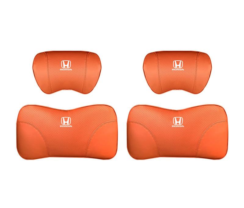 Suitable For Accord Car Nappa Memory Foam Seat Headrest Lumbar Pillow Orange