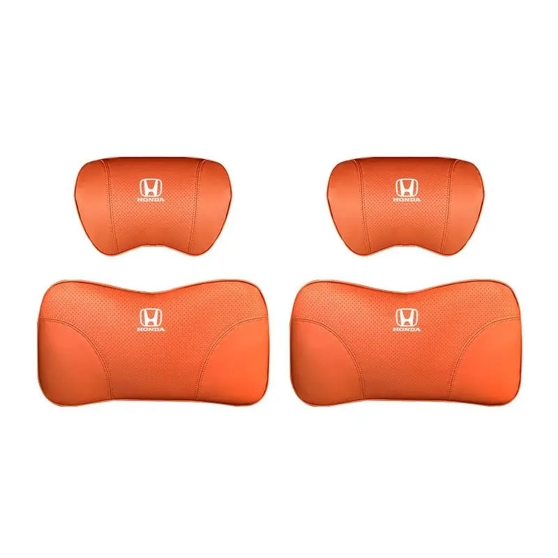 Suitable For Accord Car Nappa Memory Foam Seat Headrest Lumbar Pillow Orange