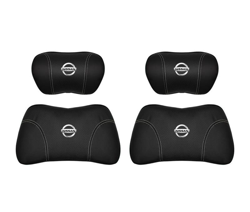 Suitable For Bluebird-Sylphy Car Nappa Memory Foam Seat Headrest Lumbar Pillow Black