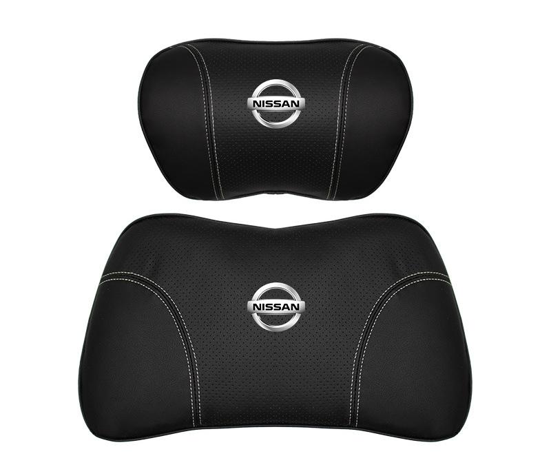Suitable For Bluebird-Sylphy Car Nappa Memory Foam Seat Headrest Lumbar Pillow Black