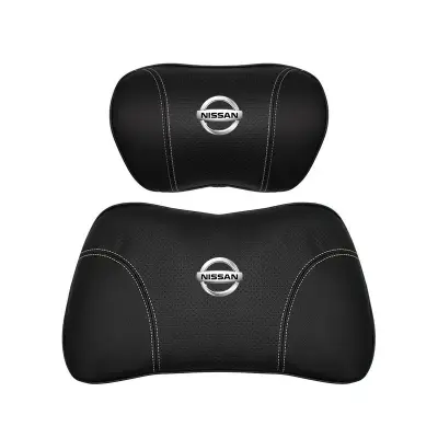 Suitable For Bluebird-Sylphy Car Nappa Memory Foam Seat Headrest Lumbar Pillow Black 01