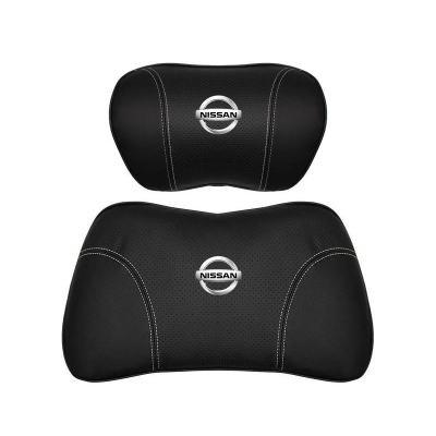Suitable For Bluebird-Sylphy Car Nappa Memory Foam Seat Headrest Lumbar Pillow Black 01