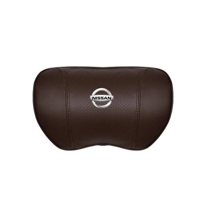 Suitable For Bluebird-Sylphy Car Nappa Memory Foam Seat Headrest Lumbar Pillow Brown 02