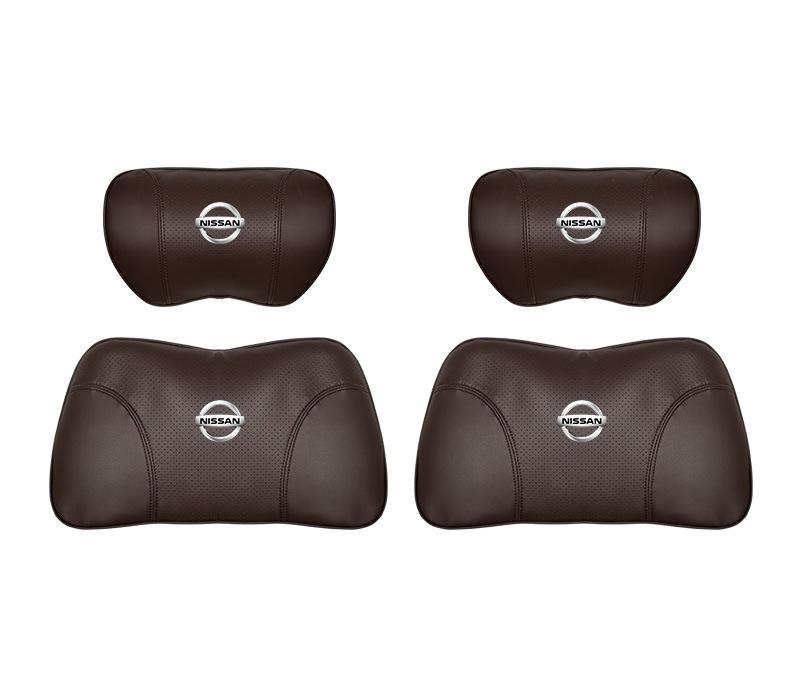 Suitable For Bluebird-Sylphy Car Nappa Memory Foam Seat Headrest Lumbar Pillow Brown