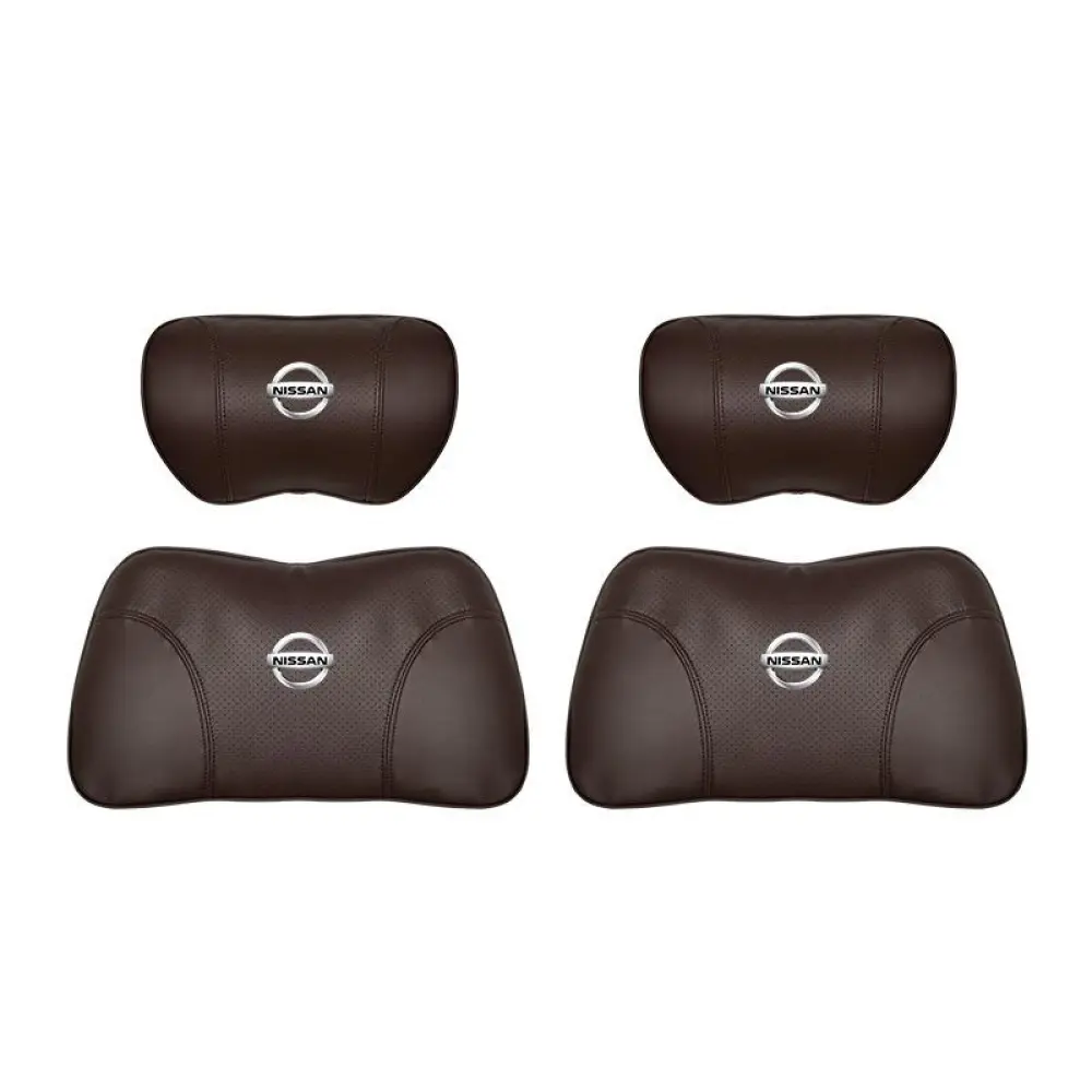 Suitable For Bluebird-Sylphy Car Nappa Memory Foam Seat Headrest Lumbar Pillow Brown