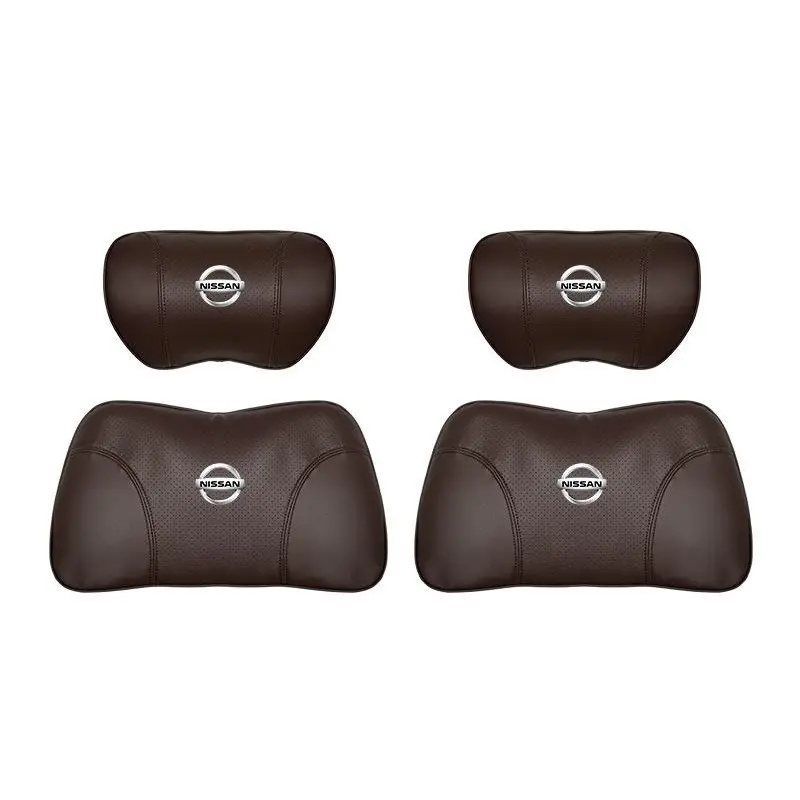 Suitable For Bluebird-Sylphy Car Nappa Memory Foam Seat Headrest Lumbar Pillow Brown