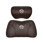 Suitable For Bluebird-Sylphy Car Nappa Memory Foam Seat Headrest Lumbar Pillow Brown