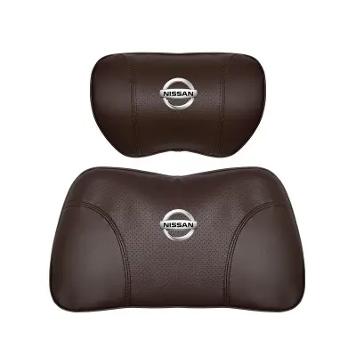 Suitable For Bluebird-Sylphy Car Nappa Memory Foam Seat Headrest Lumbar Pillow Brown 01