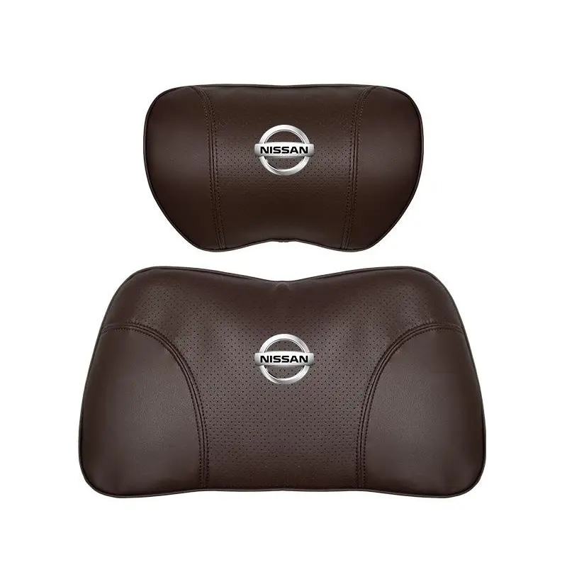 Suitable For Bluebird-Sylphy Car Nappa Memory Foam Seat Headrest Lumbar Pillow Brown