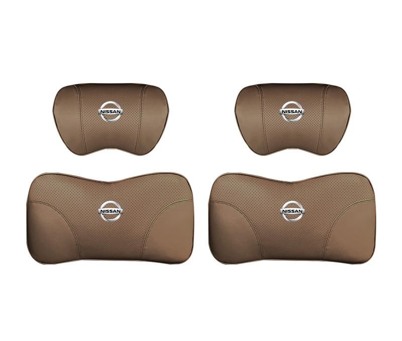 Suitable For Bluebird-Sylphy Car Nappa Memory Foam Seat Headrest Lumbar Pillow Coffee Color