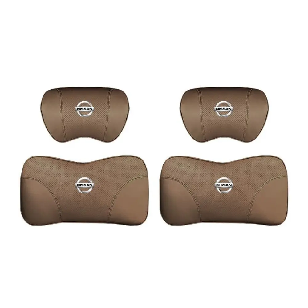 Suitable For Bluebird-Sylphy Car Nappa Memory Foam Seat Headrest Lumbar Pillow Coffee Color