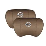 Suitable For Bluebird-Sylphy Car Nappa Memory Foam Seat Headrest Lumbar Pillow Coffee Color