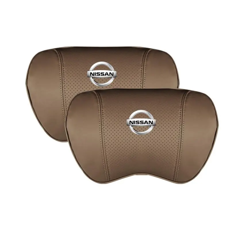 Suitable For Bluebird-Sylphy Car Nappa Memory Foam Seat Headrest Lumbar Pillow Coffee Color