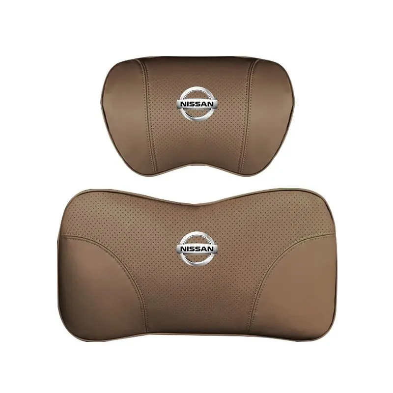 Suitable For Bluebird-Sylphy Car Nappa Memory Foam Seat Headrest Lumbar Pillow Coffee Color