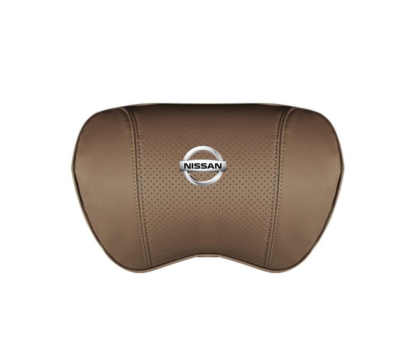 Suitable For Bluebird-Sylphy Car Nappa Memory Foam Seat Headrest Lumbar Pillow Coffee Color