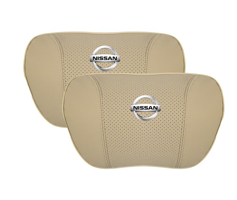 Suitable For Bluebird-Sylphy Car Nappa Memory Foam Seat Headrest Lumbar Pillow Off-White