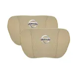Suitable For Bluebird-Sylphy Car Nappa Memory Foam Seat Headrest Lumbar Pillow Off-White