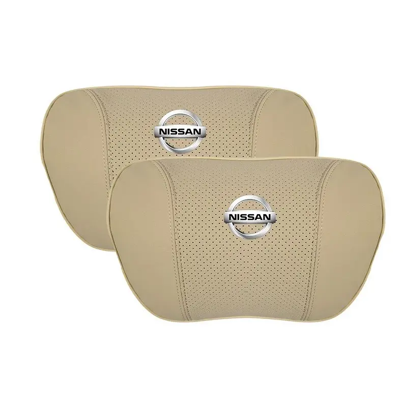 Suitable For Bluebird-Sylphy Car Nappa Memory Foam Seat Headrest Lumbar Pillow Off-White