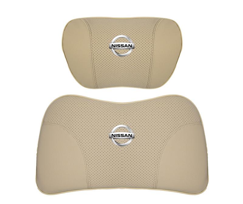 Suitable For Bluebird-Sylphy Car Nappa Memory Foam Seat Headrest Lumbar Pillow Off-White
