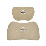 Suitable For Bluebird-Sylphy Car Nappa Memory Foam Seat Headrest Lumbar Pillow Off-White