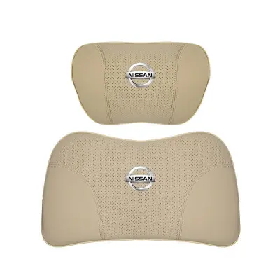 Suitable For Bluebird-Sylphy Car Nappa Memory Foam Seat Headrest Lumbar Pillow Off-White 01
