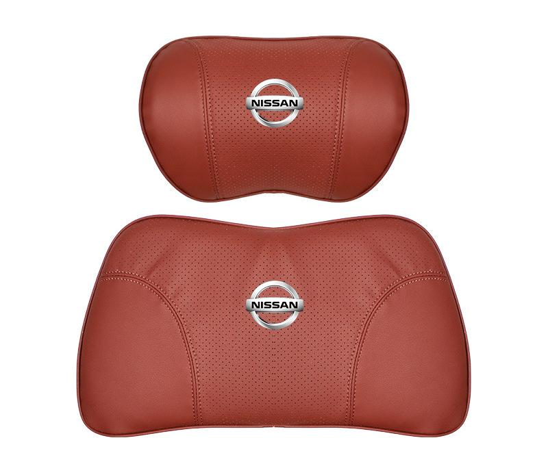Suitable For Bluebird-Sylphy Car Nappa Memory Foam Seat Headrest Lumbar Pillow Red