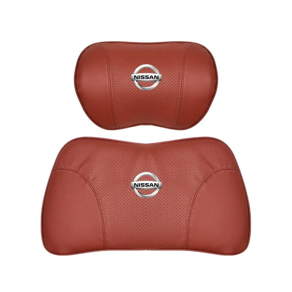 Suitable For Bluebird-Sylphy Car Nappa Memory Foam Seat Headrest Lumbar Pillow Red