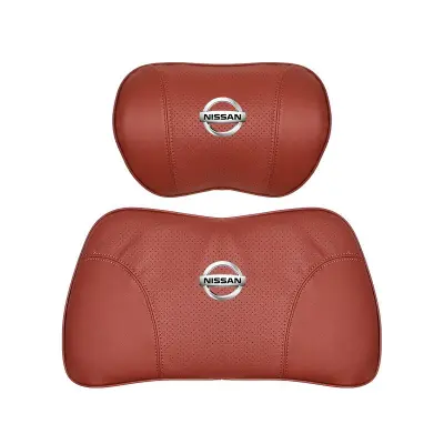 Suitable For Bluebird-Sylphy Car Nappa Memory Foam Seat Headrest Lumbar Pillow Red 01