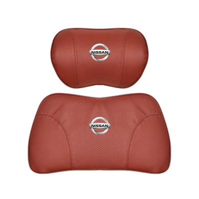 Suitable For Bluebird-Sylphy Car Nappa Memory Foam Seat Headrest Lumbar Pillow Red 01