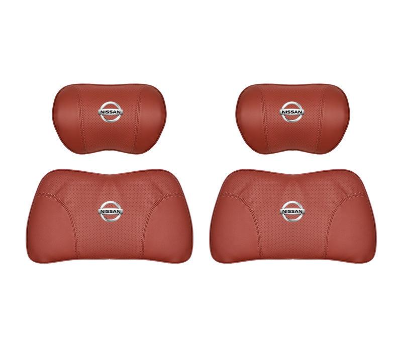 Suitable For Bluebird-Sylphy Car Nappa Memory Foam Seat Headrest Lumbar Pillow Red