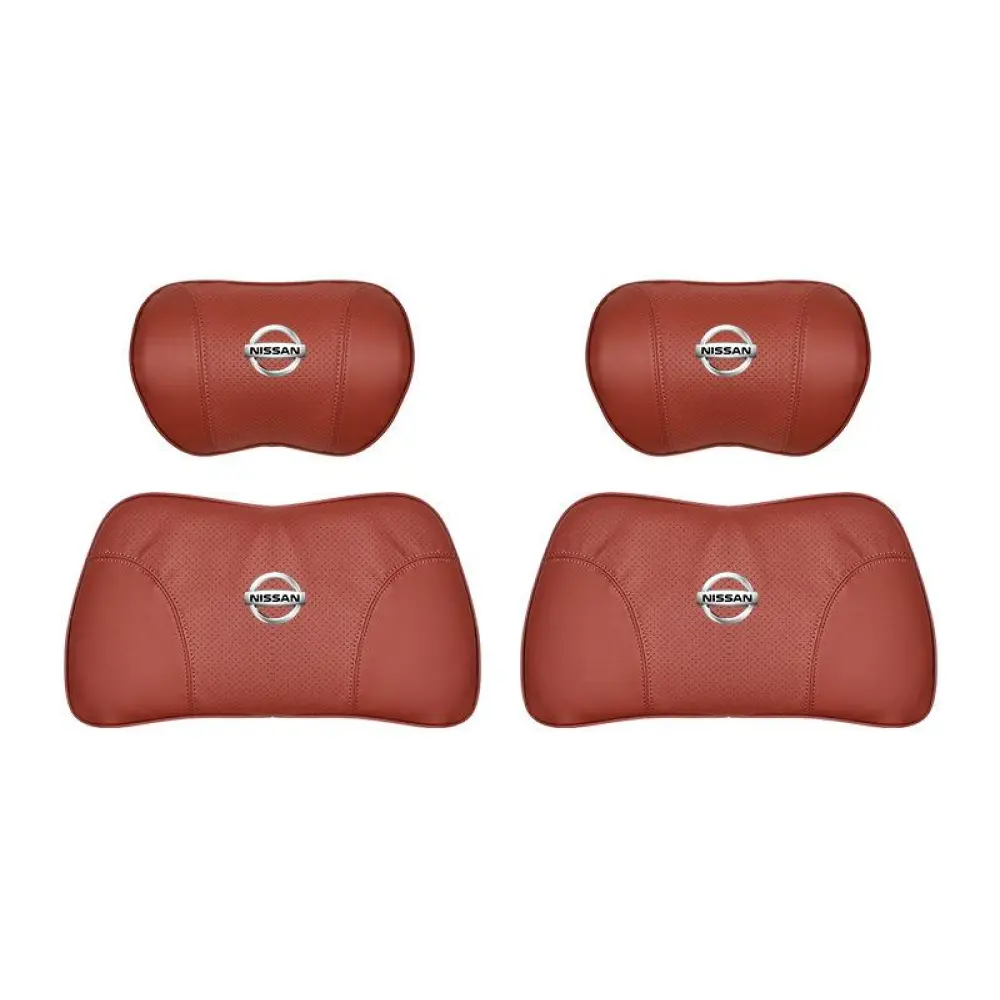 Suitable For Bluebird-Sylphy Car Nappa Memory Foam Seat Headrest Lumbar Pillow Red