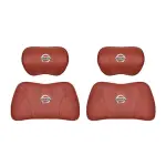 Suitable For Bluebird-Sylphy Car Nappa Memory Foam Seat Headrest Lumbar Pillow Red
