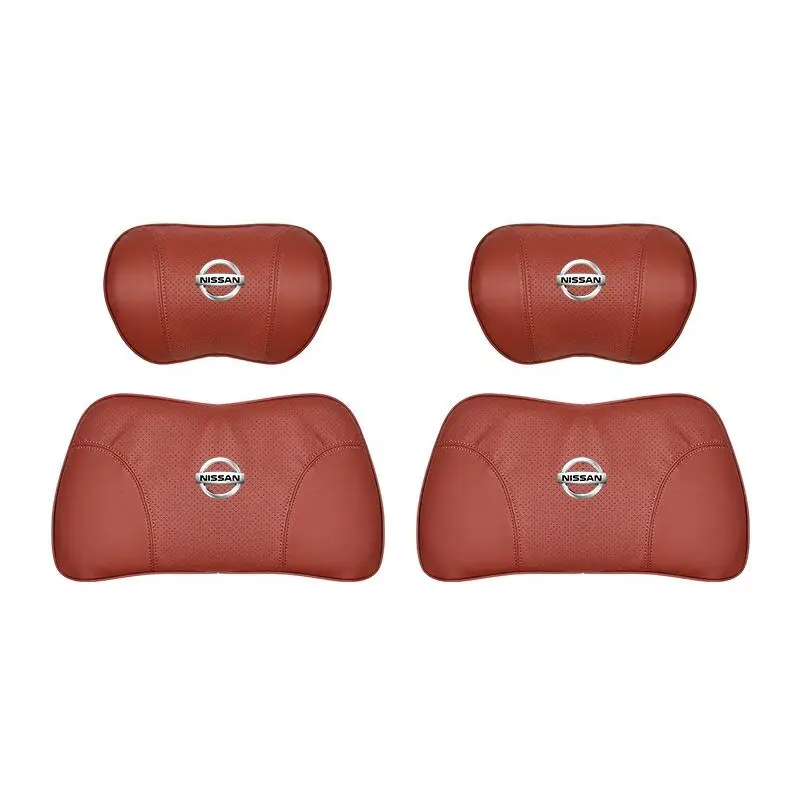 Suitable For Bluebird-Sylphy Car Nappa Memory Foam Seat Headrest Lumbar Pillow Red