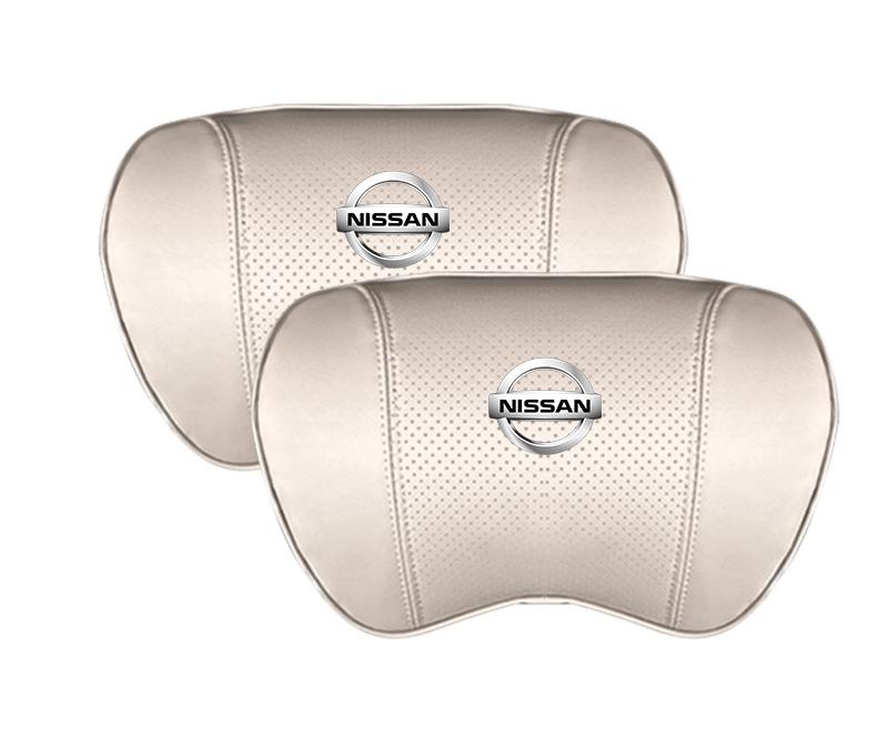 Suitable For Bluebird-Sylphy Car Nappa Memory Foam Seat Headrest Lumbar Pillow White