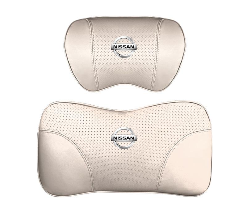 Suitable For Bluebird-Sylphy Car Nappa Memory Foam Seat Headrest Lumbar Pillow White