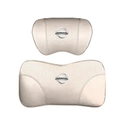 Suitable For Bluebird-Sylphy Car Nappa Memory Foam Seat Headrest Lumbar Pillow White 01