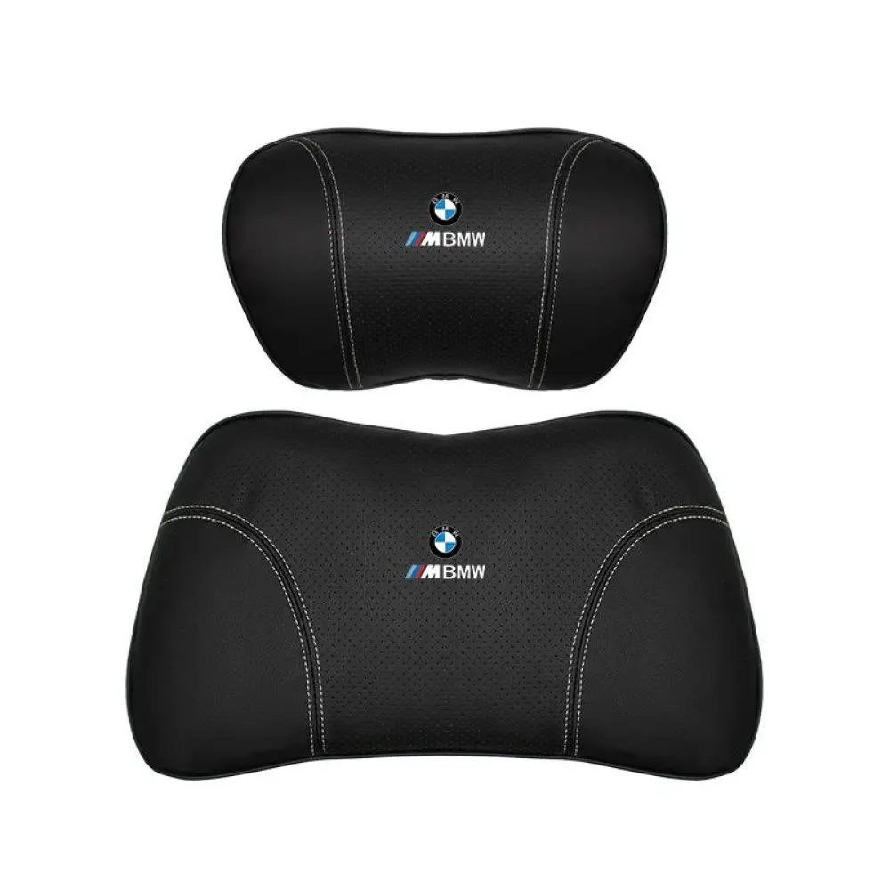 Suitable For BMW Car Nappa Memory Foam Seat Headrest Lumbar Pillow Black
