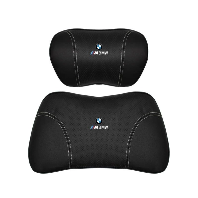 Suitable For BMW Car Nappa Memory Foam Seat Headrest Lumbar Pillow Black 01